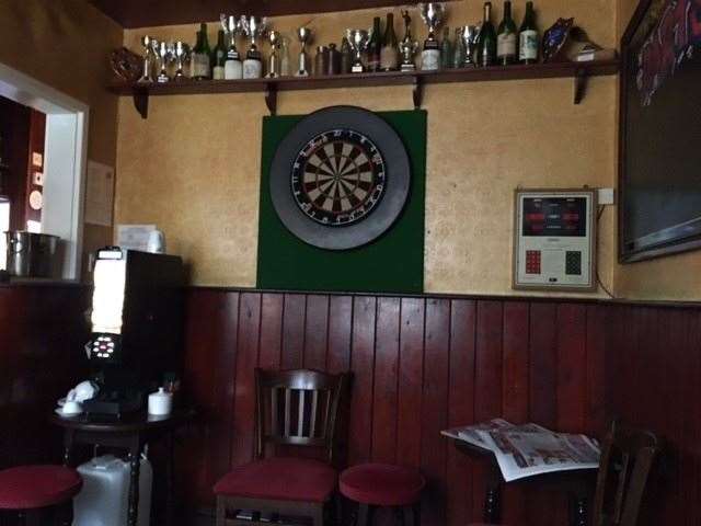 It wasn’t the right day for darts, but the barman assured me the board, unlike the kitchen, is still used regularly