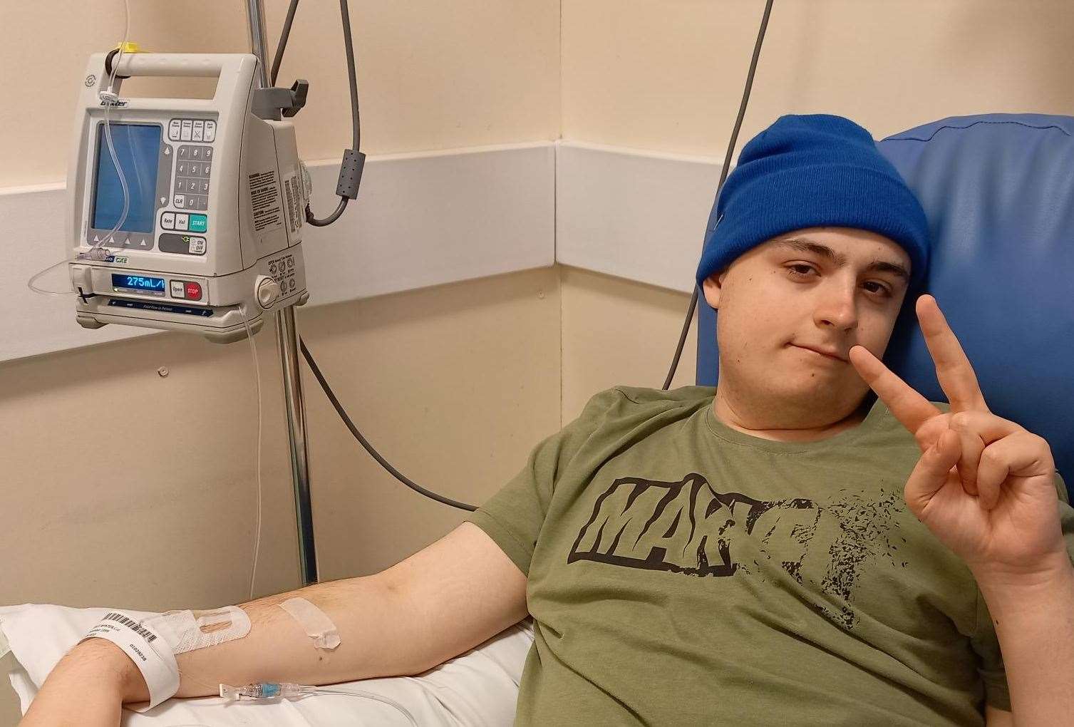 Cal going through a chemotherapy treatment