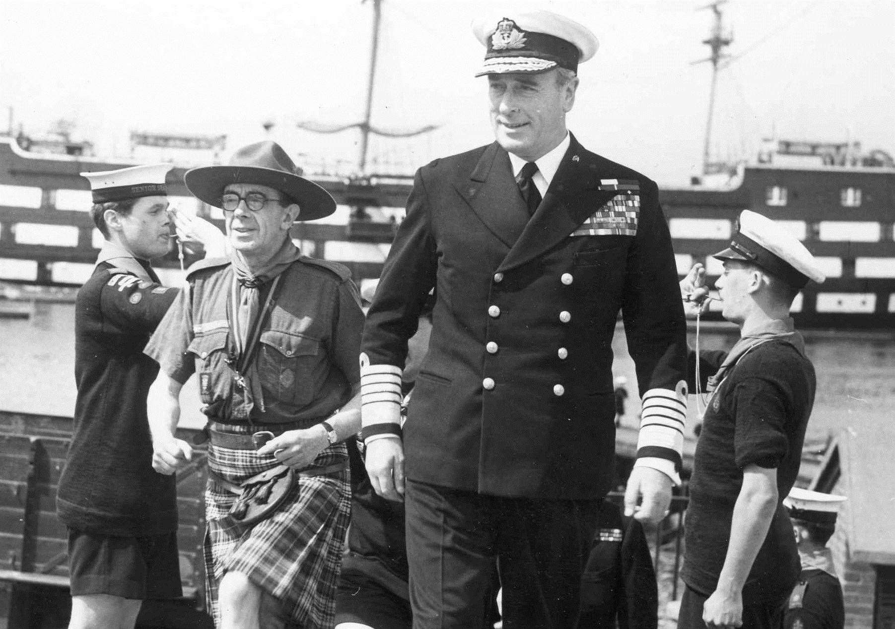 Lord Mountbatten during a visit to Kent in 1957