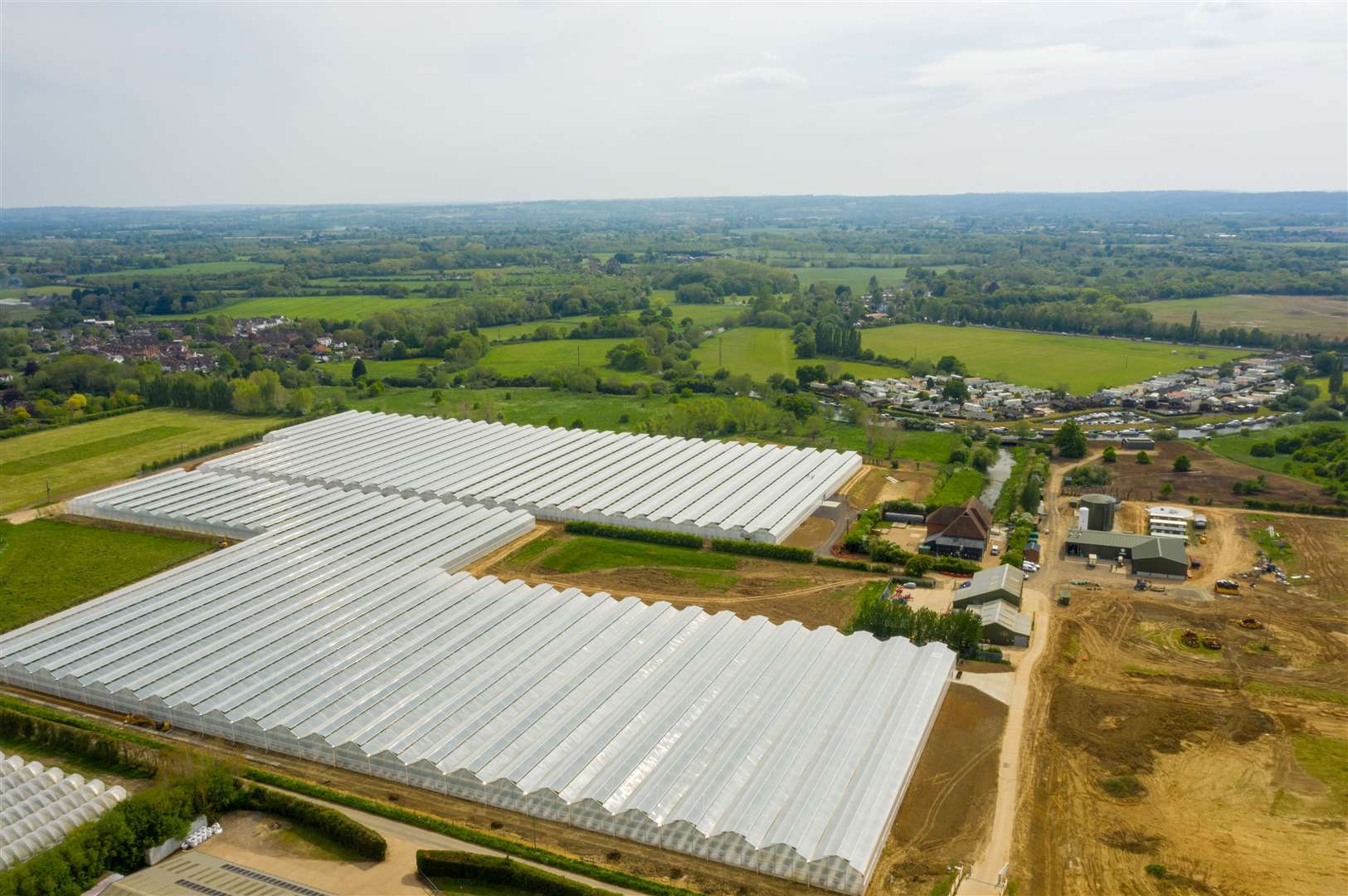 An aerial view of Clock House Farm's Yalding site, Gooselands