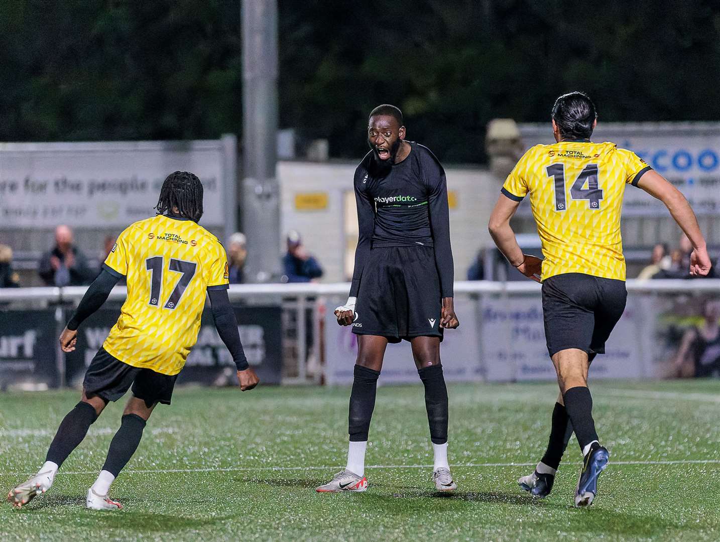 Mo Faal celebrates his injury-time winner for Maidstone against Aveley on Wednesday night. Picture: Helen Cooper