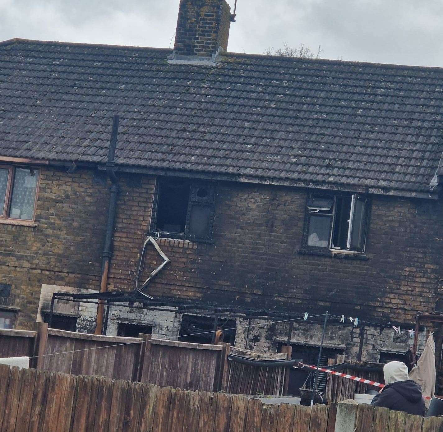 The fire damage to the home in Darnley Road, Strood. Photo: Tierney Hodges