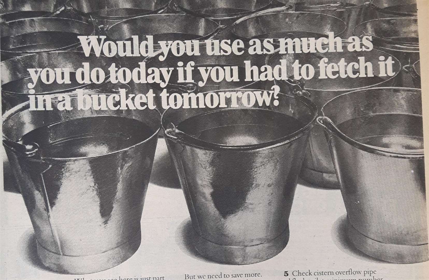 A cutting from the Kentish Gazette in July 1976. Southern Water authority advert due to the drought