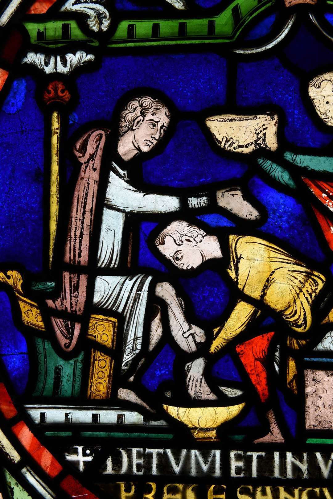 The healing of Ralph depiction is part of the stained-glass Miracle Window. Picture: The Chapter, Canterbury Cathedral