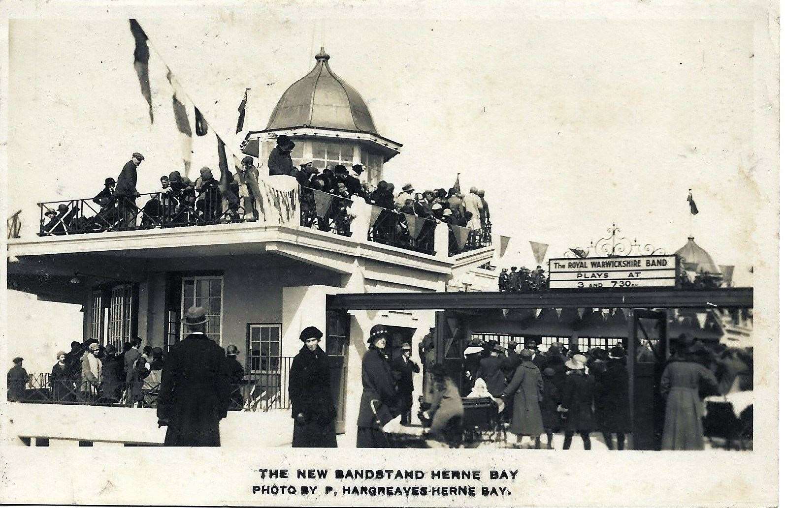 Herne Bay Bandstand when it opened in 1924. Picture: Herne Bay Historical Society