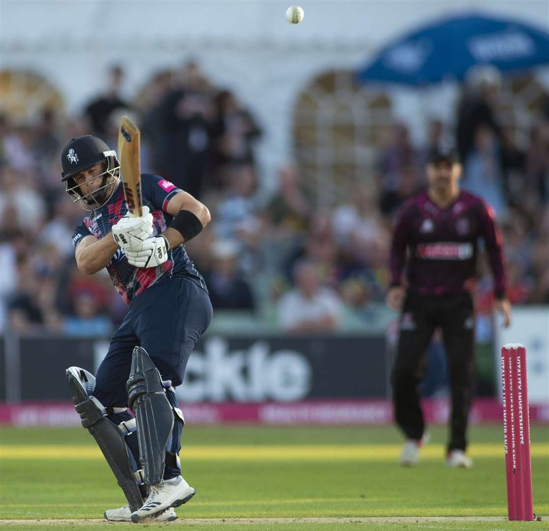 Kent's Sean Dickson is caught by the keeper. Picture: Ady Kerry