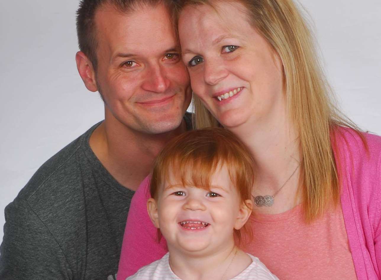 Simon Revell, his wife Hayley and their two-year-old daughter Ruby