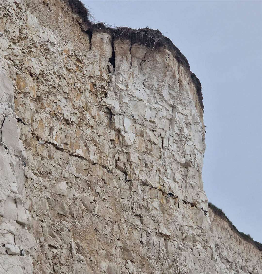 The crack in the cliff near Stone Bay in Broadstairs. Picture: Paul Bailey/HM Coastguard