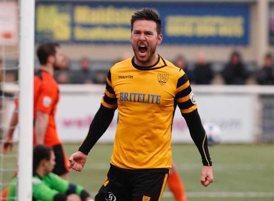 Jamie Coyle celebrates scoring for Maidstone Picture: Matthew Walker