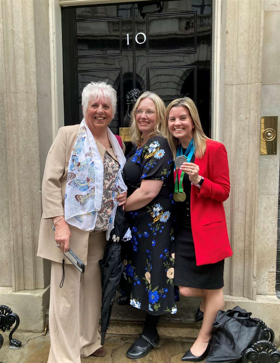 From left: Linda Ludgrove, Danielle Hoynes Randall and Aisha Cuthbert at Number 10. Picture: Sittingbourne and Sheppey Conservative Party