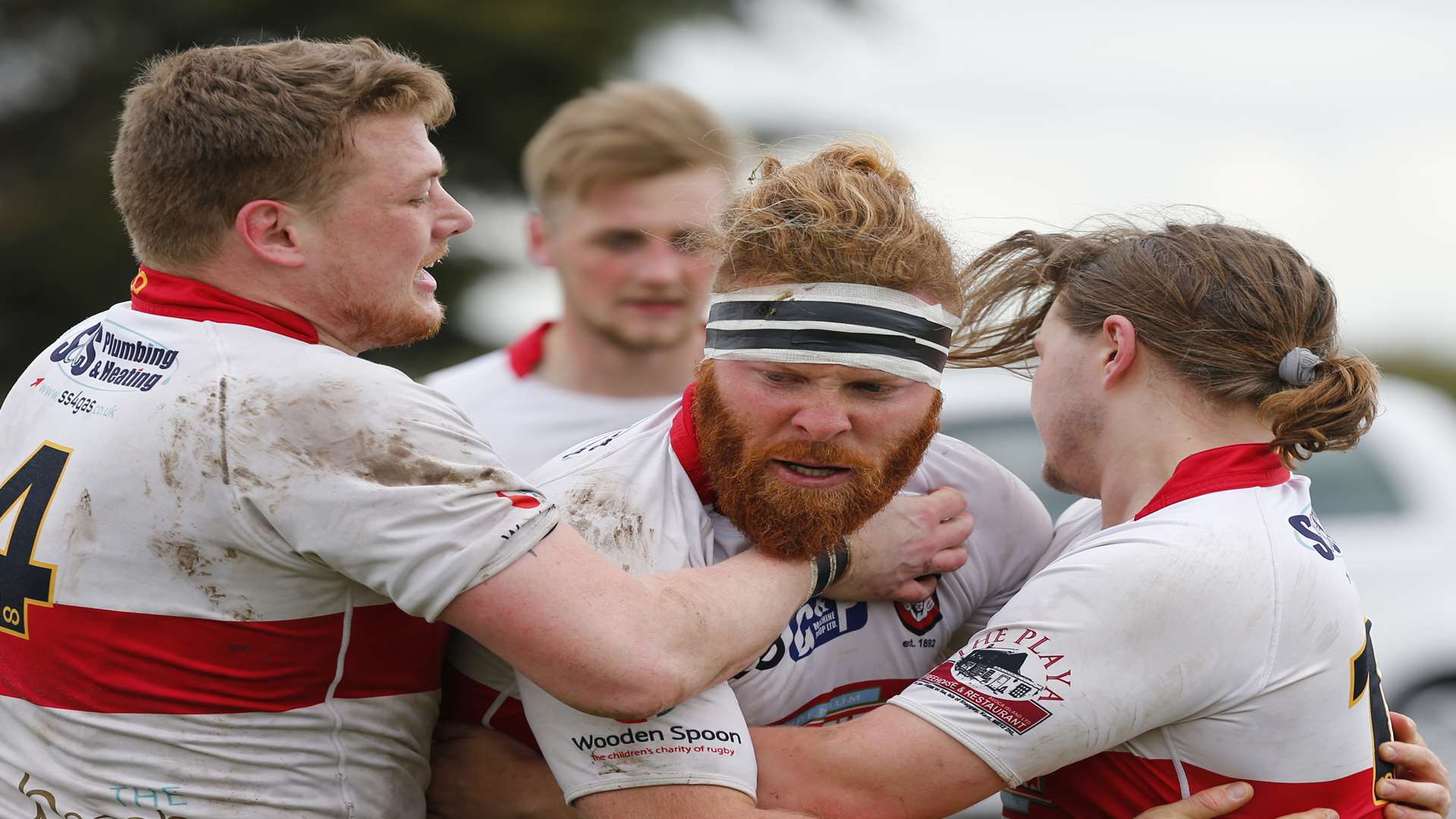 Dan Adams & Max Cornell celebrating a try in a 81-10 win over Southwark Lancers Picture: Andy Jones