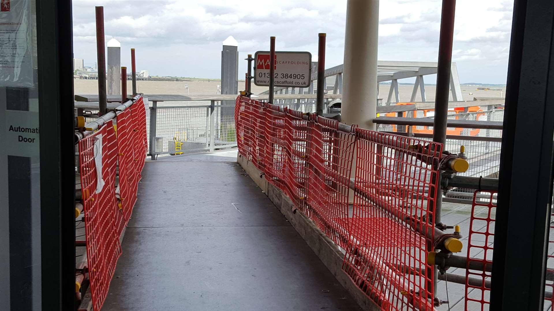 The pontoon leading from Gravesend Town Pier towards the ferry has been closed