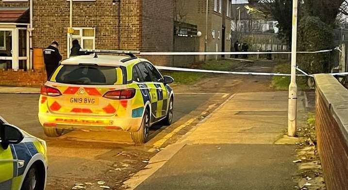 Police tape in Grange Road, Gravesend, last January