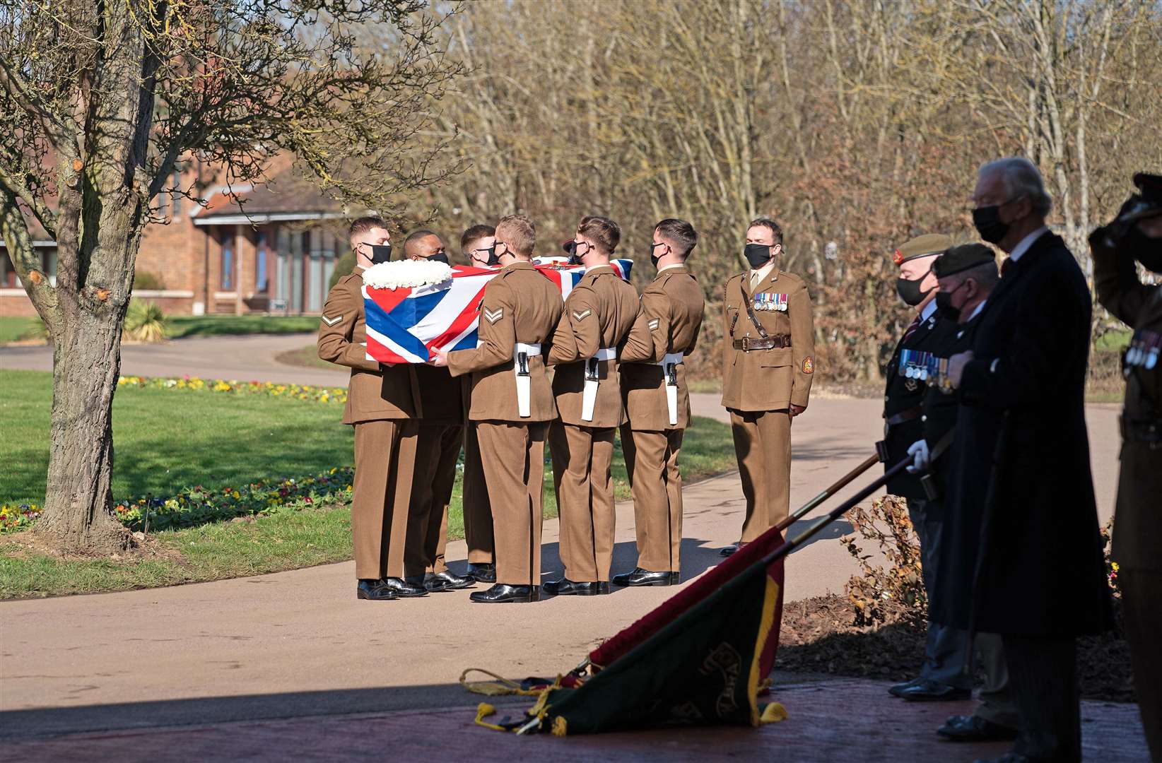 The coffin of Captain Sir Tom Moore was carried by members of the Yorkshire Regiment (Joe Giddens/PA)