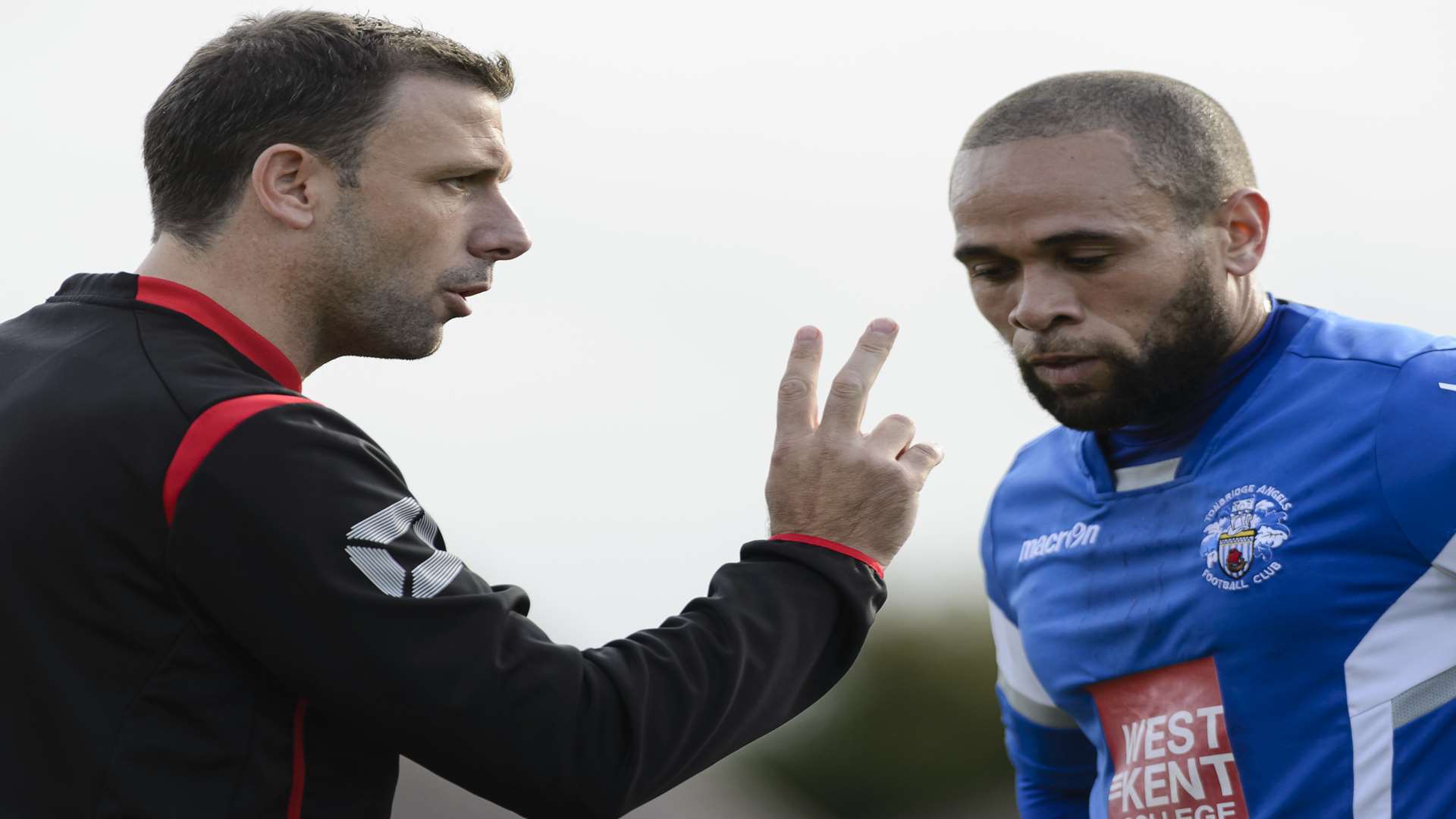 Tonbridge boss Steve McKimm, left, makes his point. Picture: Andy Payton