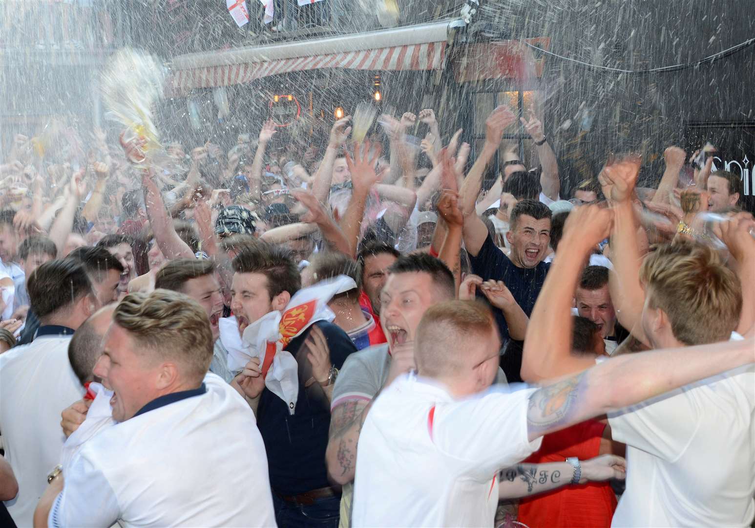 Fans celebrating at the Source Bar in Maidstone. Picture: Paul Amos