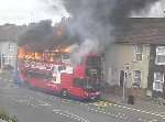 The scene at the height of the blaze on the number 96. Picture: ASMA TARIQ