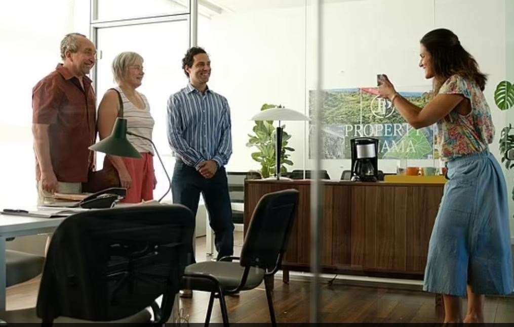 A scene from new ITV drama The Thief, His Wife and The Canoe, showing the moment the photograph that would prove the downfall of the Darwins was taken. Pic: ITV