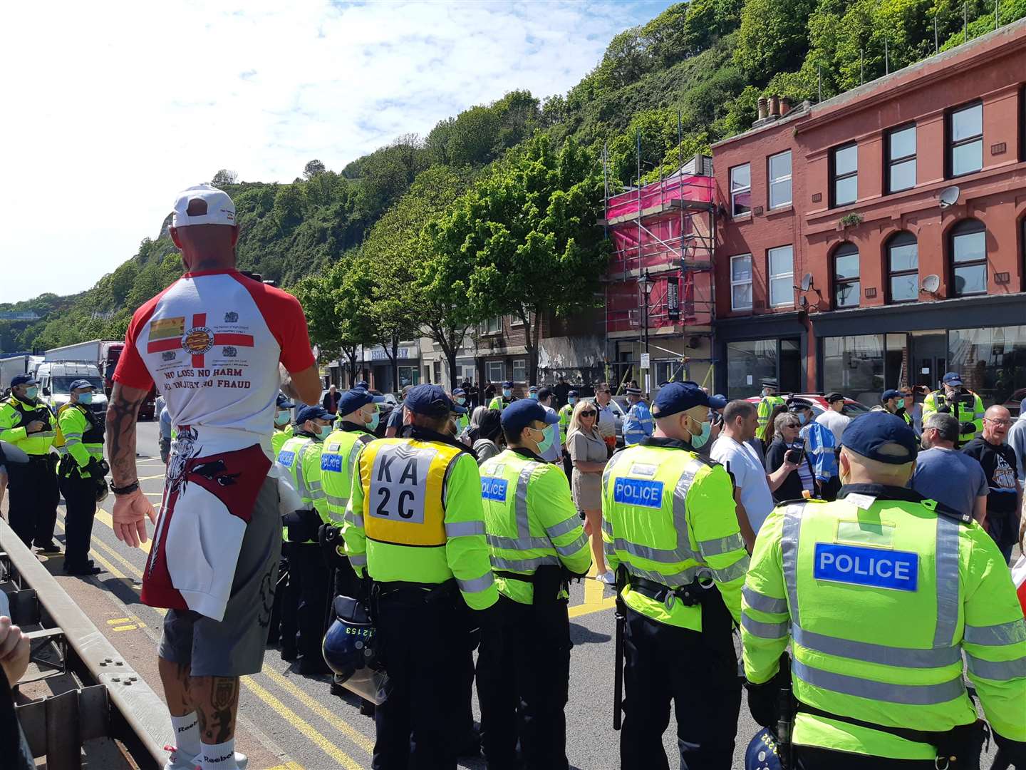 Police swamp the protest as it shuts off part of Snargate Street