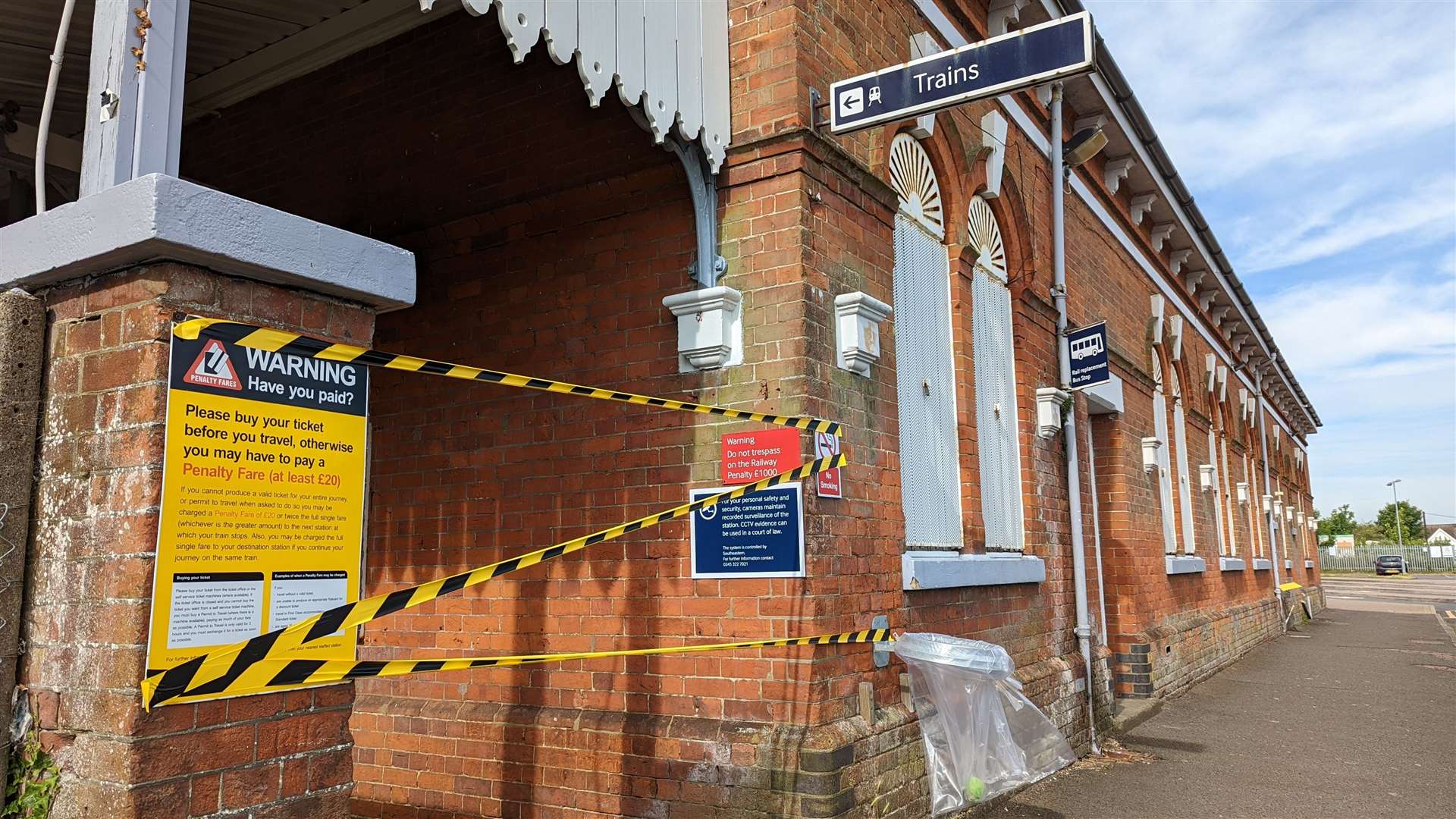 Folkestone West railway station during strike action