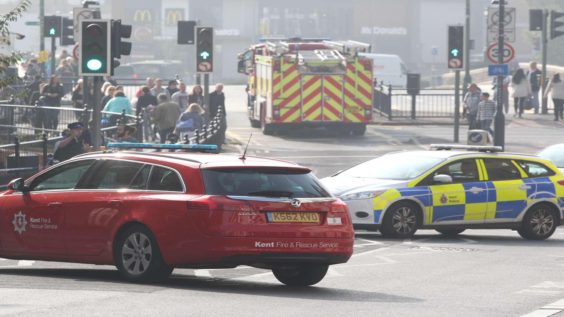 Police at the scene of the arson attack in October