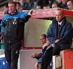 It's grim viewing for Neale Cooper and Ronnie Jepson at the Bescott Stadium. Picture: MATTHEW WALKER