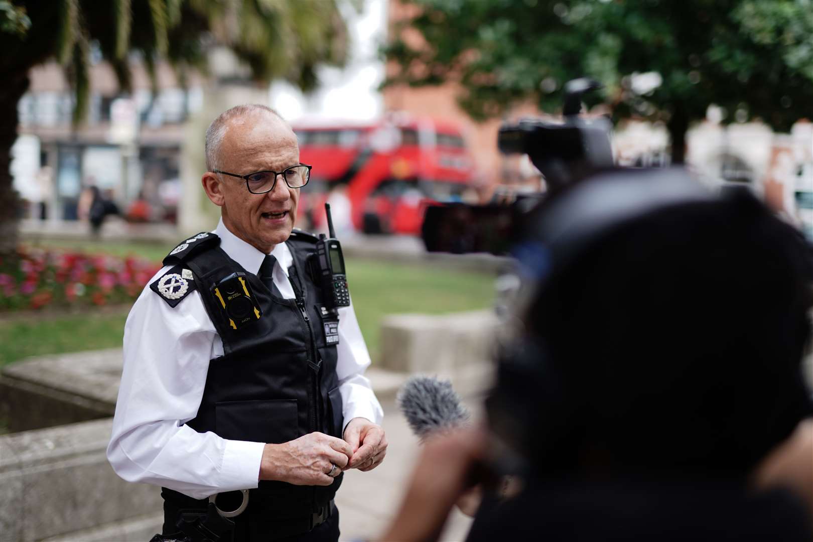 Metropolitan Police Commissioner Sir Mark Rowley speaks to the media (Jordan Pettitt/PA)