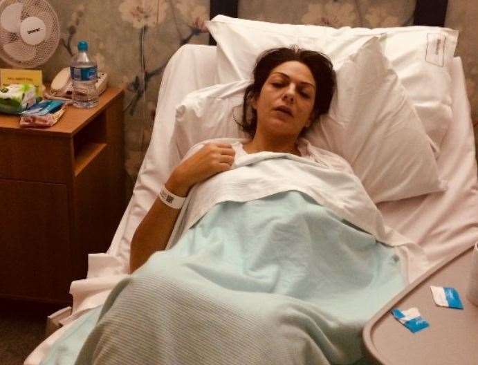 The jury has been shown this picture of Nicole Elkabbass in hospital, which the prosecution say was taken following a routine operation to remove her gall bladder