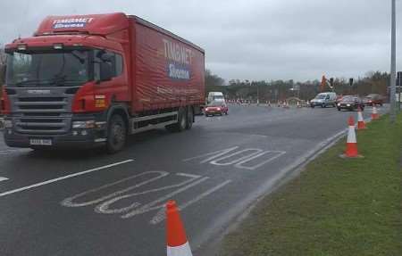 Traffic moving easily on the Willesborough roundabout. Picture: DAVE DOWNEY