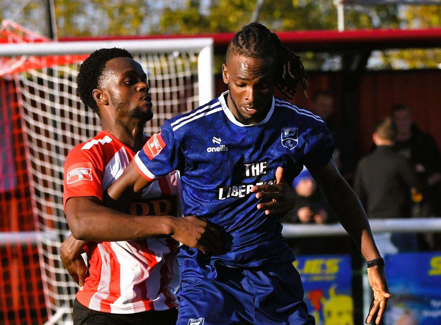 Ibrahim Olutade - Margate’s top scorer was again on target in last weekend’s 2-0 home win over Steyning Town Community. Picture: Marc Richards