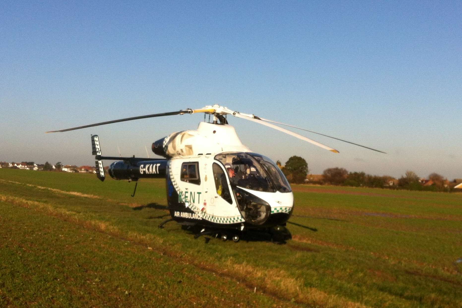 An air ambulance landed in Clover Rise, Whitstable