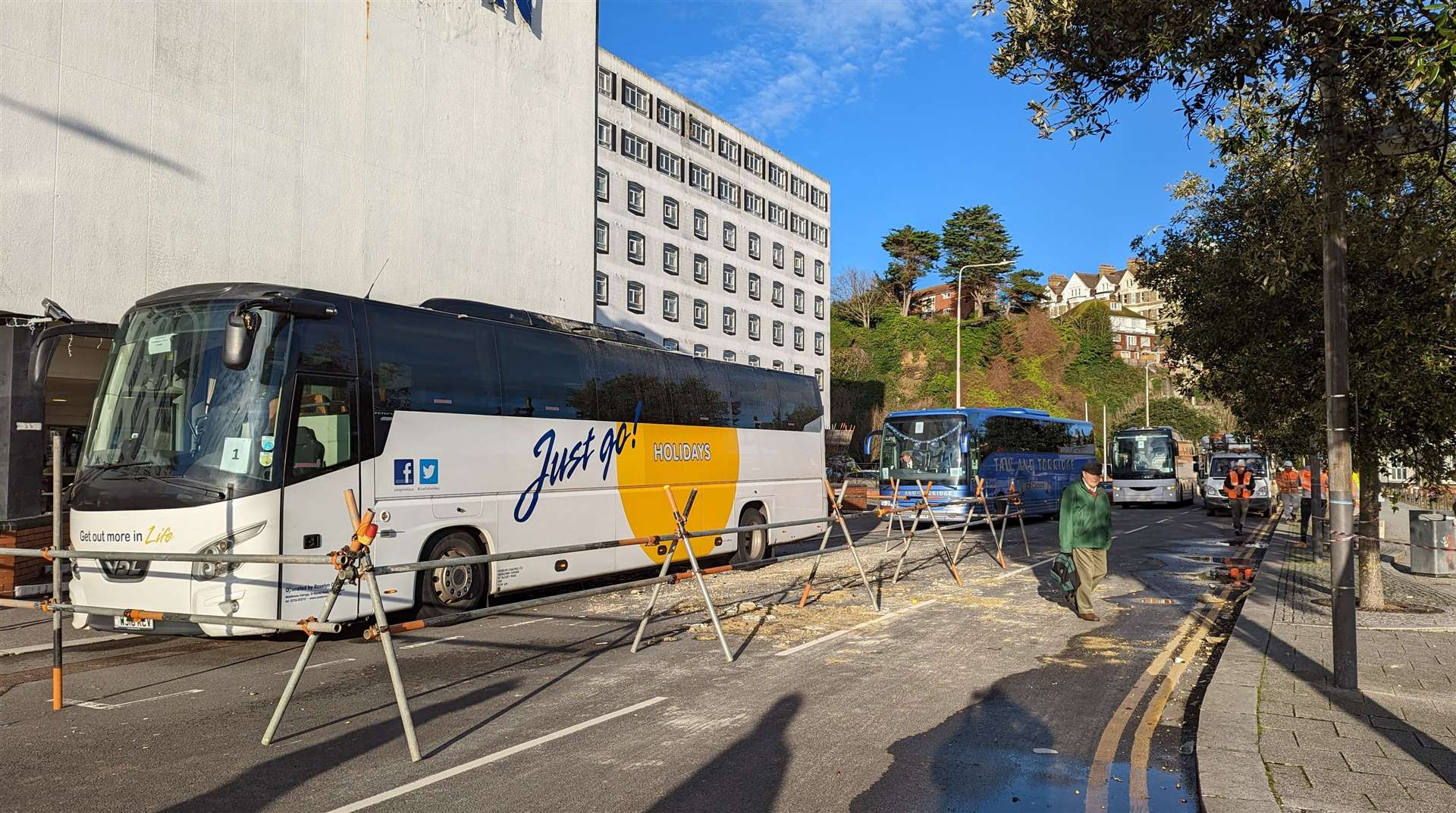 Aftermath of the collapse of part of the wall of the Grand Burstin hotel in Folkestone