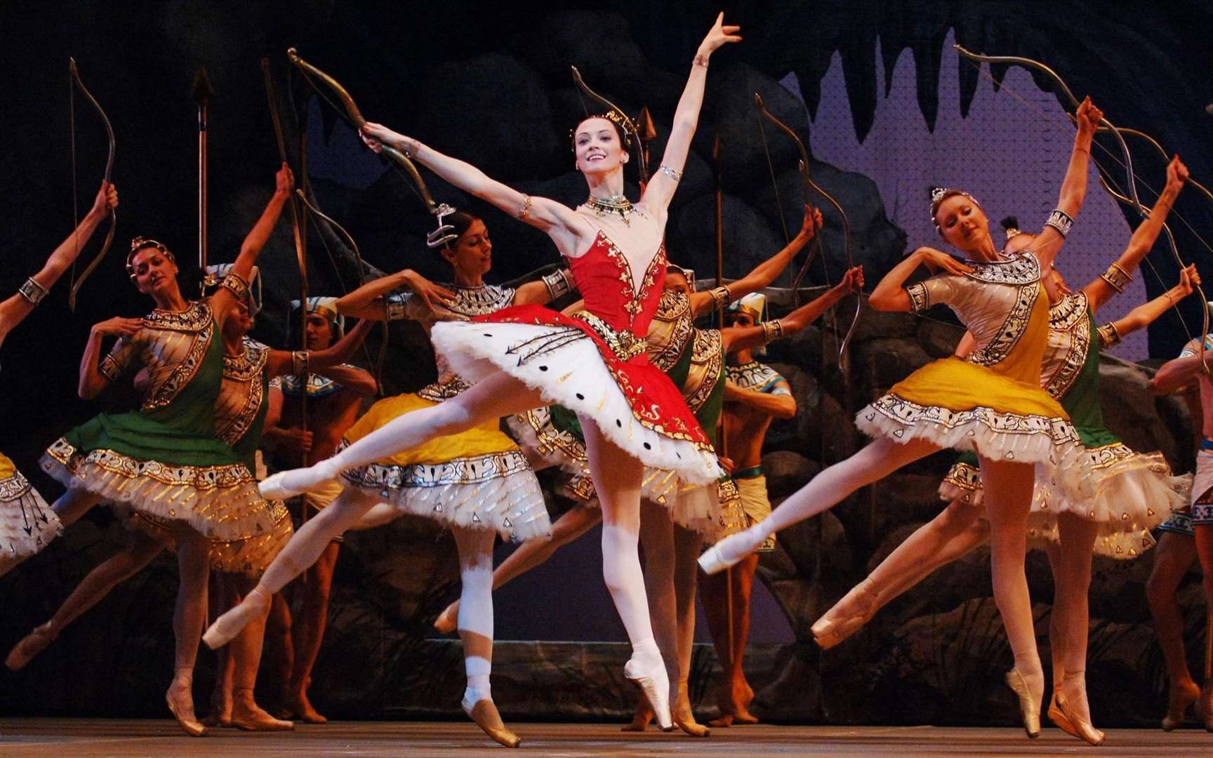 The Bolshoi Ballet rehearsing the first act of The Pharaoh’s Daughter at the Royal Opera House (Fiona Hanson/PA)