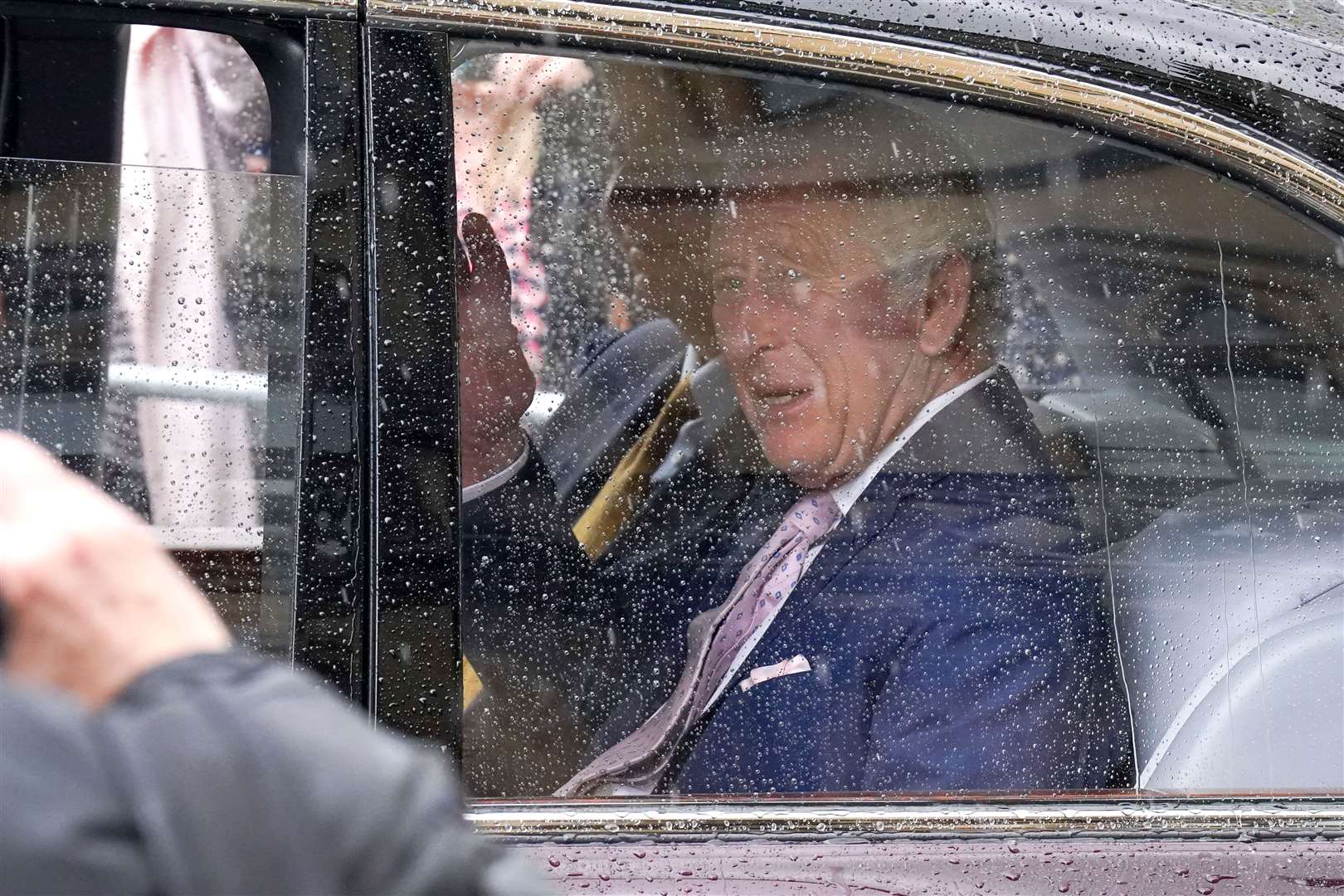 The King leaves Westminster Abbey after a rehearsal ahead of the coronation (James Manning/PA)