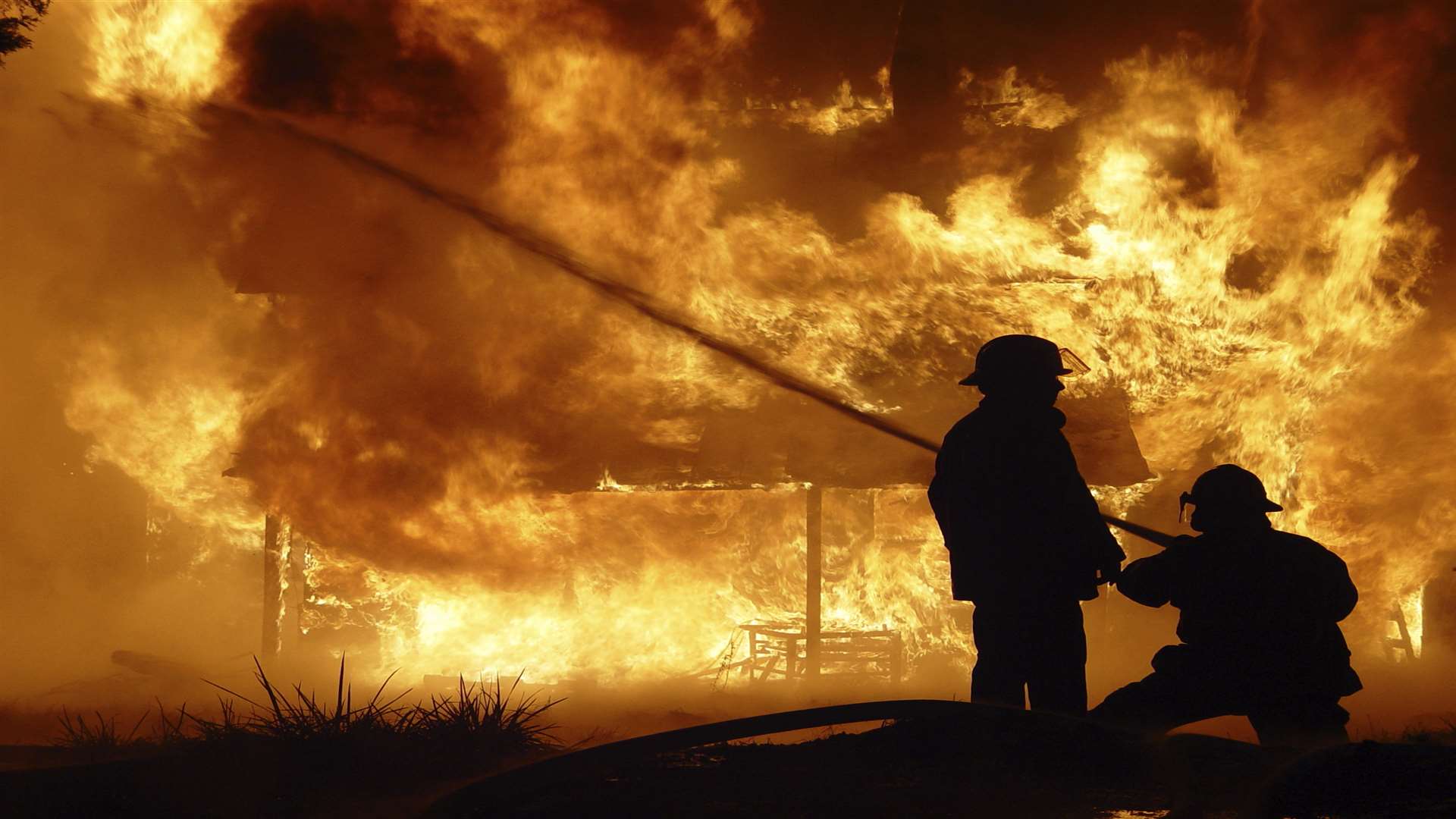 Firefighters used beaters to put out the flames. Stock picture.