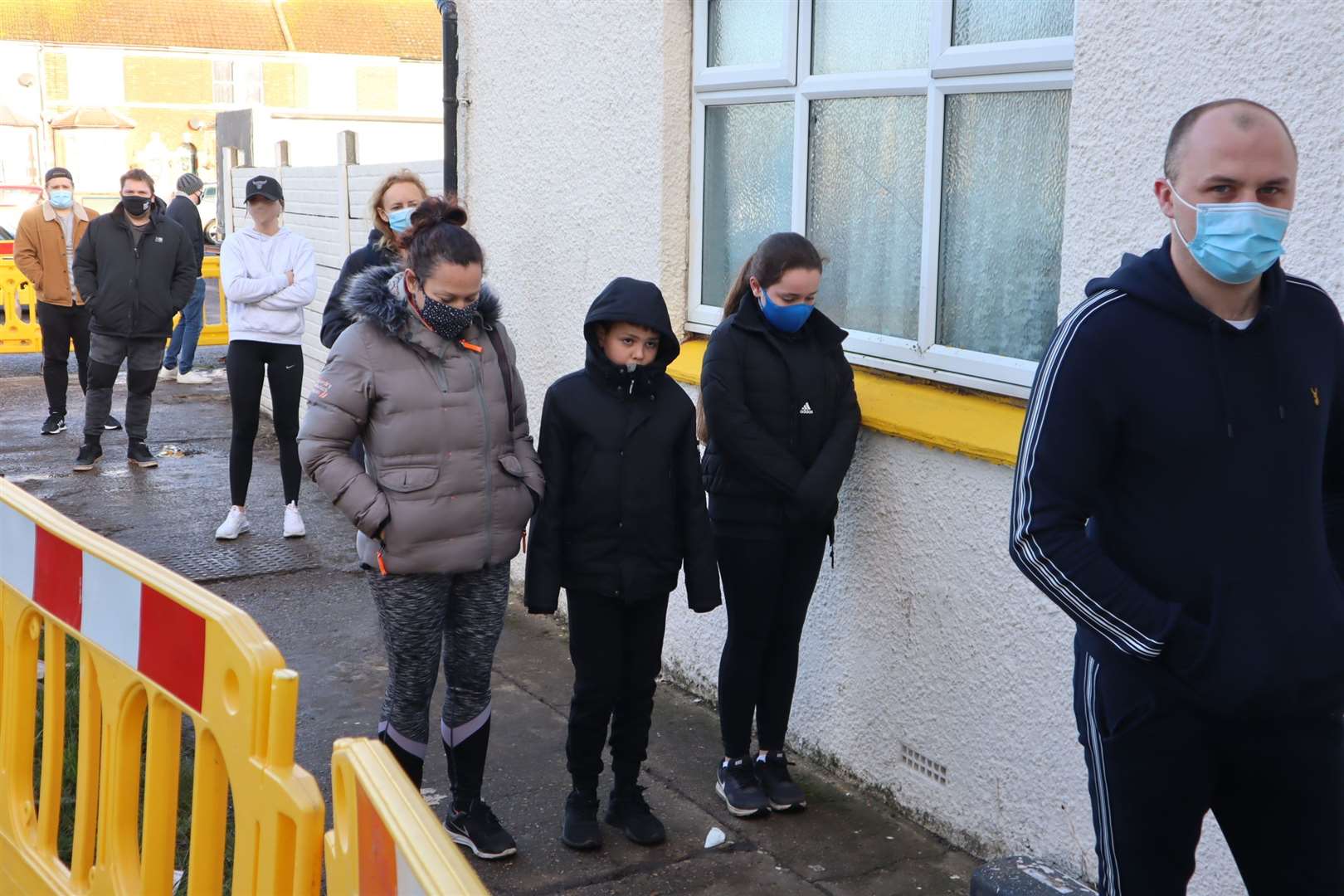 What a difference: queues were outside Sheppey's asymptomatic Covid testing centre at Sheerness East WMC, Halfway, when it opened on December 17, 2020. Picture: John Nurden