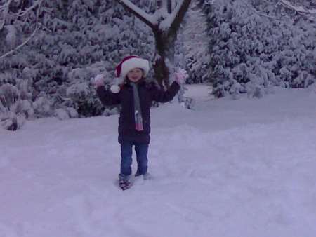 Young Tiffany O'Connor, seven, plays in the snow near Tunbridge Wells. Picture courtesy Russell O'Connor.