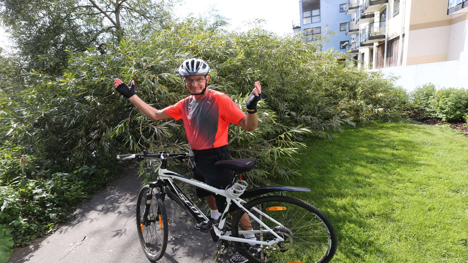 Alan Newman, who lives nearby is angry about a fallen tree blocking a tow path by the river, near Clifford Way, in Maidstone.