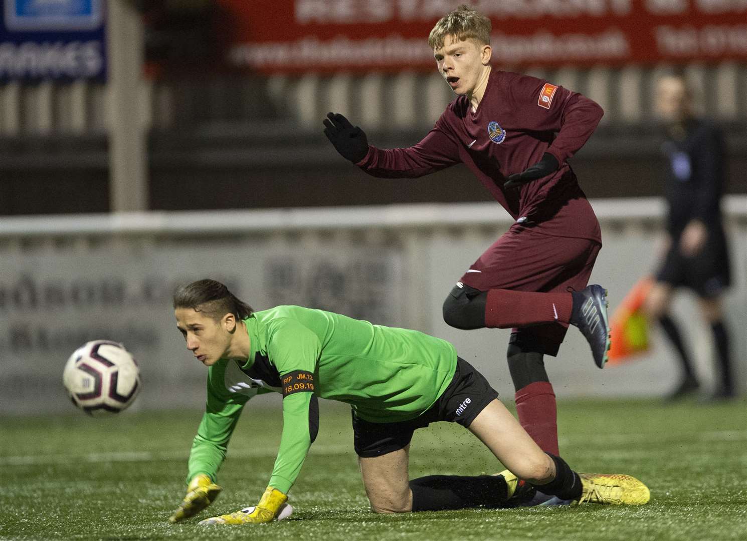 An action shot from the match: Barming Youth Under 18 versus Aylesford School sixth form ... Picture Ady Kerry