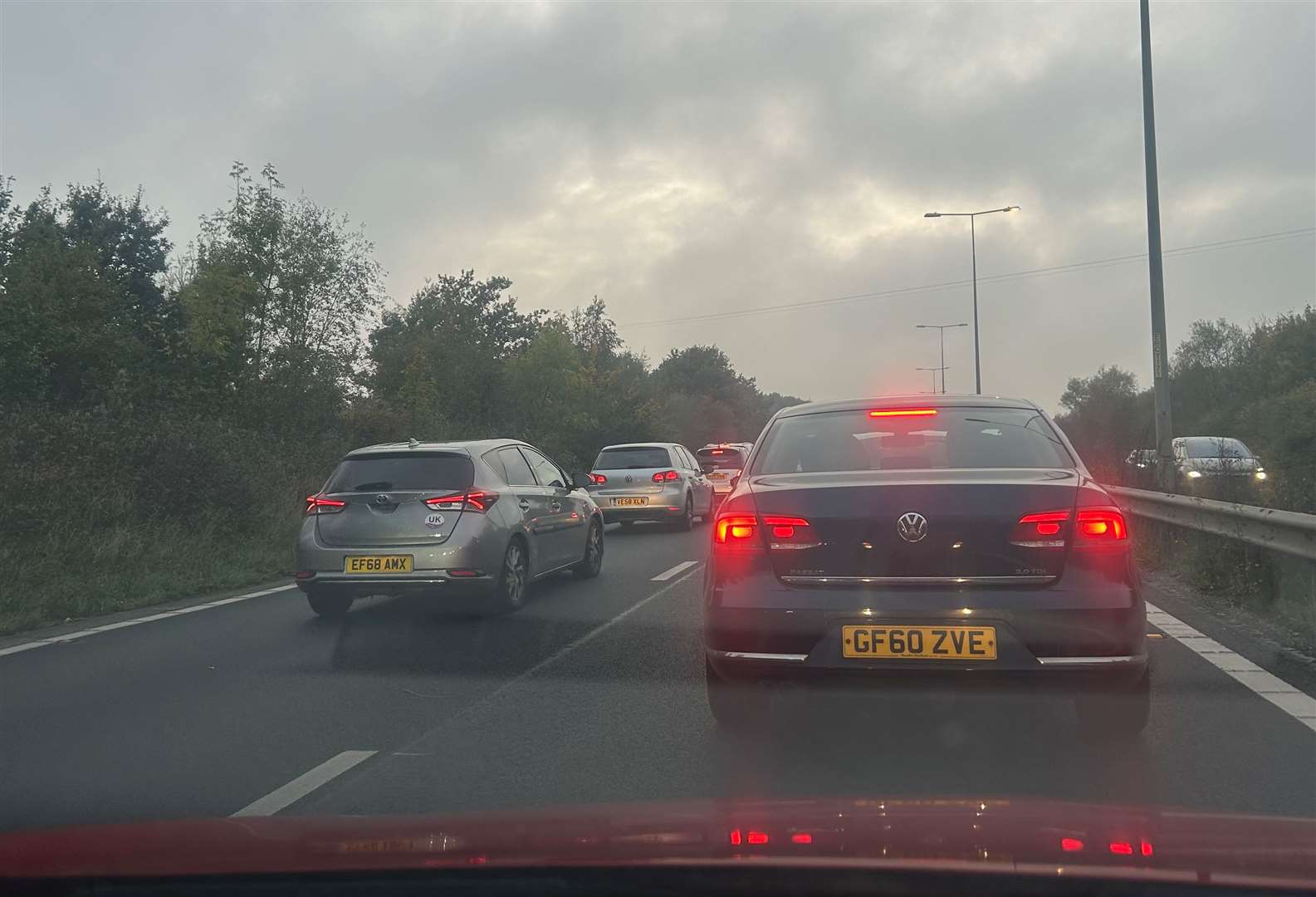 Traffic is stuck on the A2 at Brenley Corner