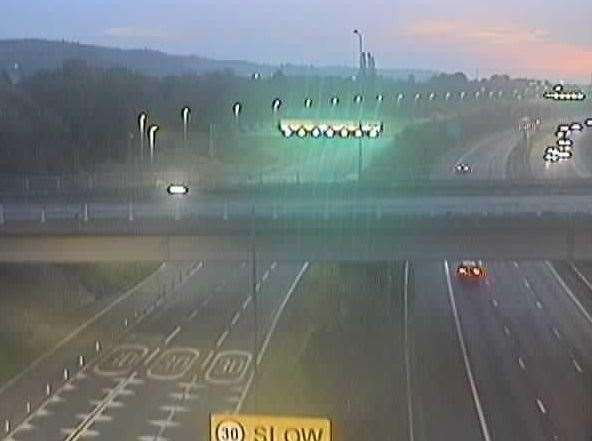 Traffic was held on the M20 after the crash. Picture: National Highways