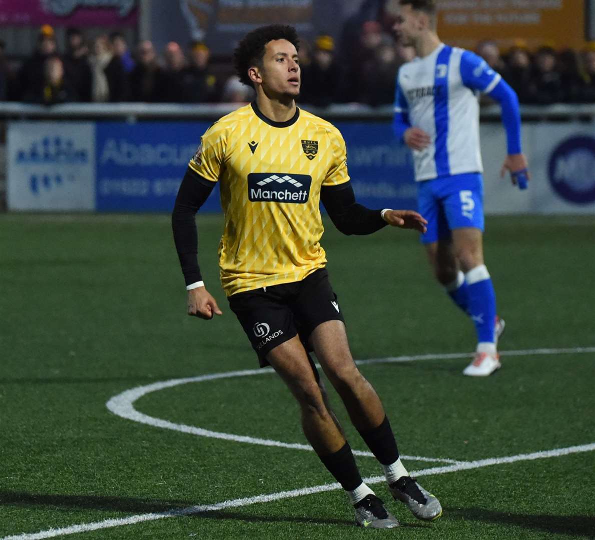 Sol Wanjau-Smith in action for Maidstone during their FA Cup victory over League 2 Barrow. Picture: Steve Terrell