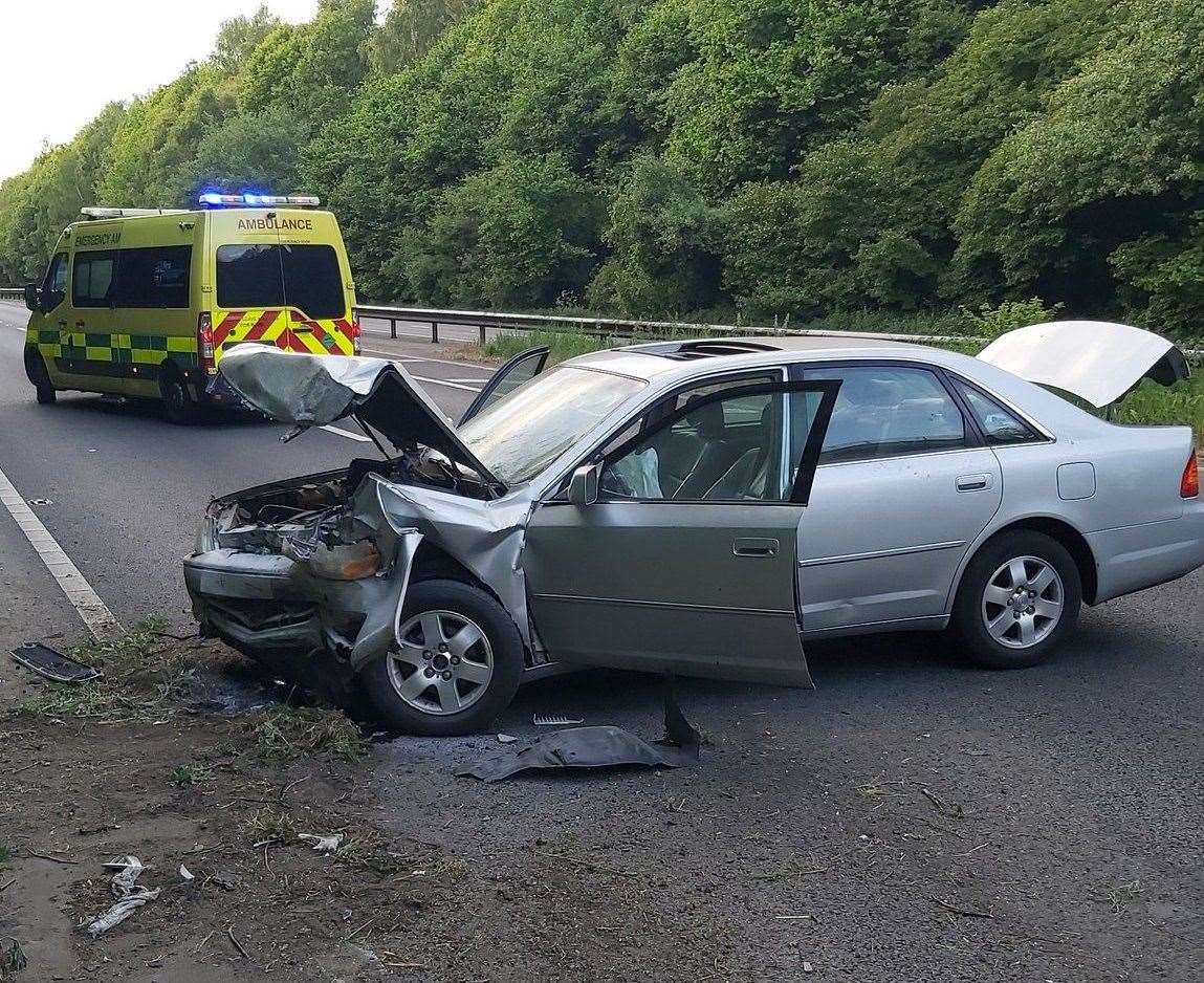 The wrecked car. Picture: Kent Police