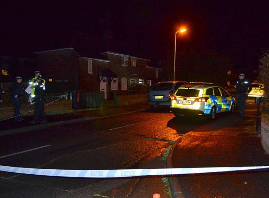 Police tape cordons off the scene in Dickens Avenue. Picture: @Kent_999s