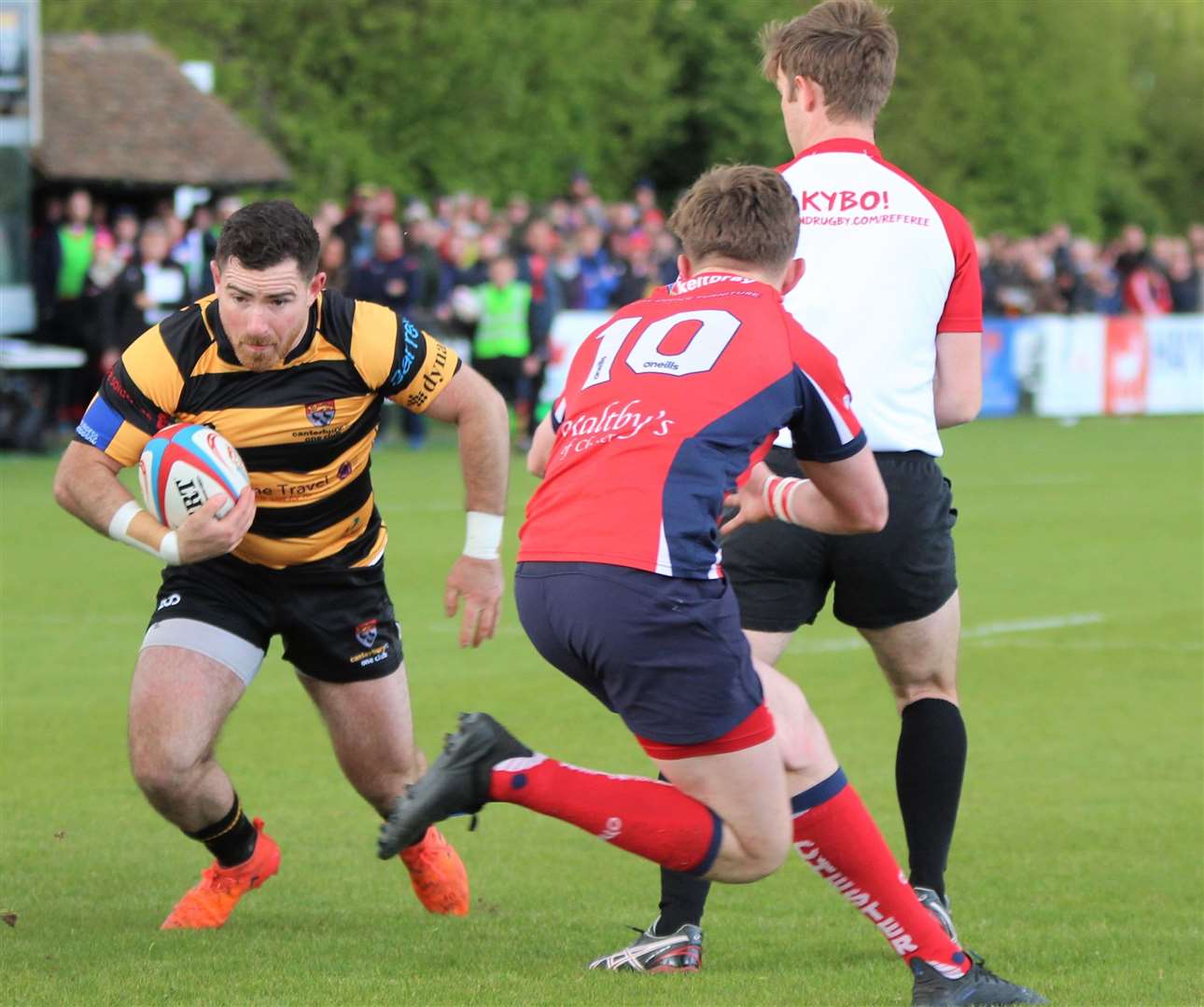 Dan Smart spots a gap to score Canterbury's opening try against Chester Picture: Phillipa Hilton