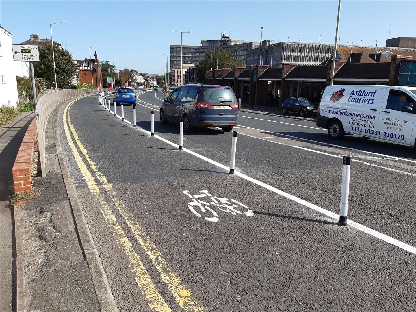 A pop-up cycle lane in Ashford town centre proved controversial