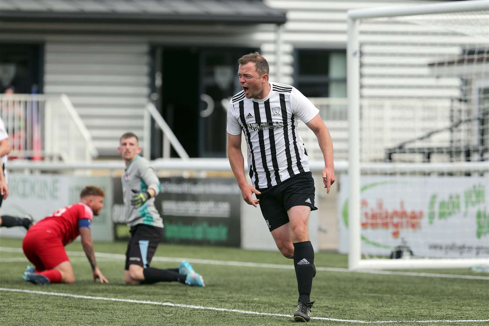 David Nugent puts Chilham in front at the Gallagher Stadium Picture: PSP Images