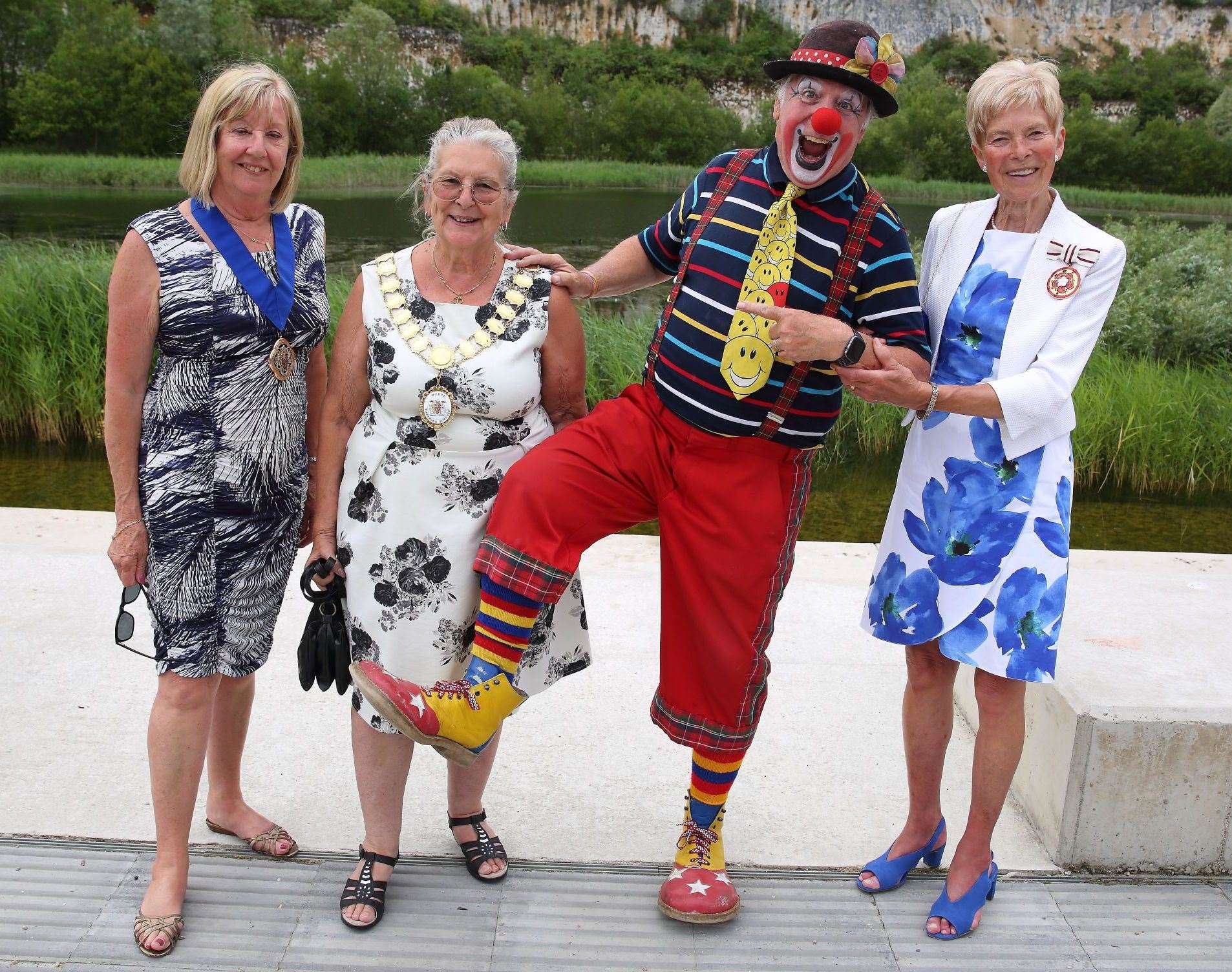 Left to right: Mayor escort Corinna Bailey, Mayor Cllr Roseanna Curran, a clown and DL Rosemary Dymond. Picture: Sarah Knight