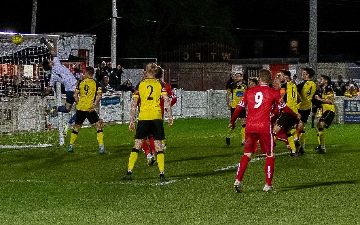 Whitstable scoring in a recent win against Chichester at The Belmont. Picture: Les Biggs