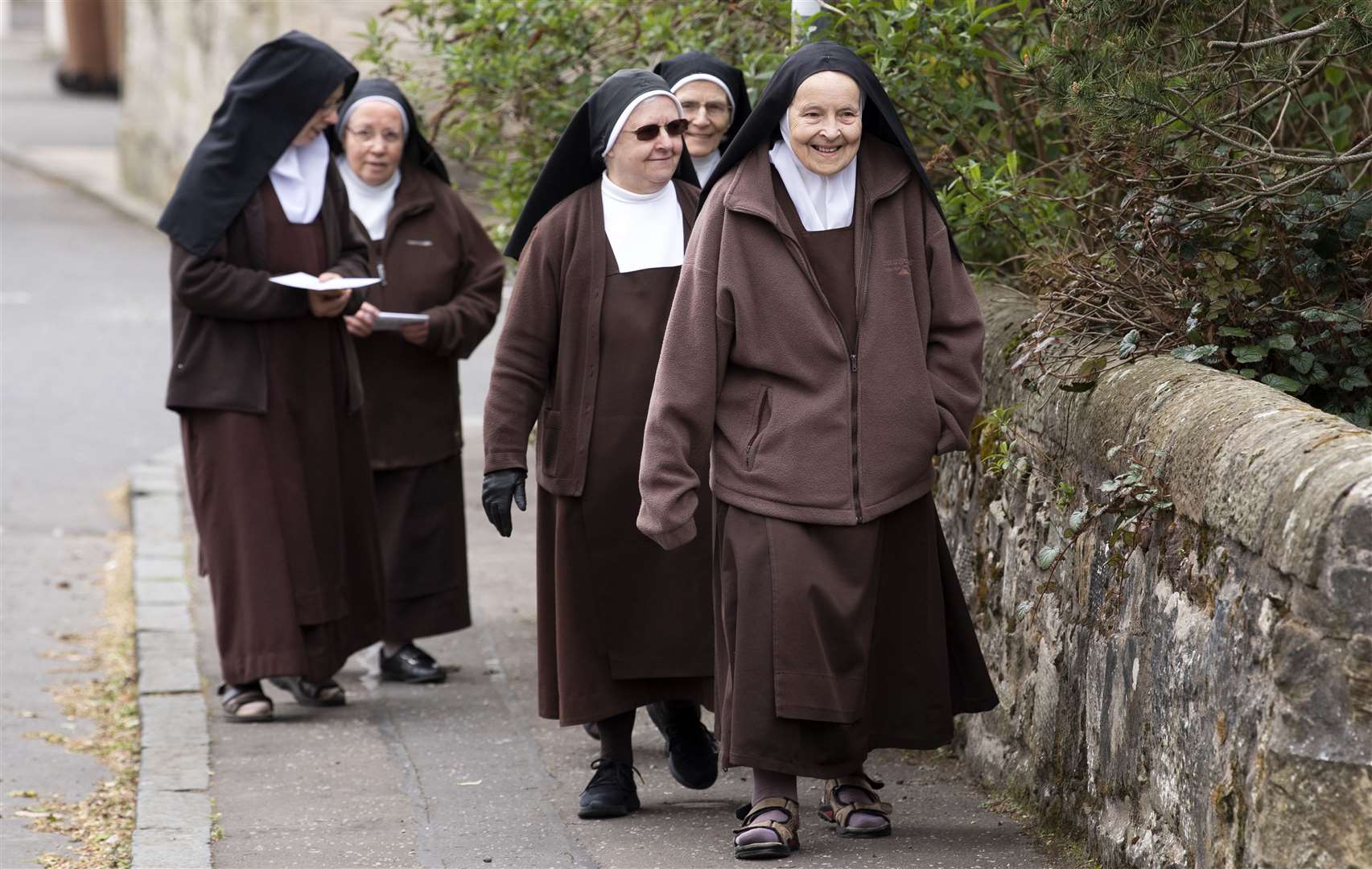 Sisters from the Carmelite Monastery in Dysart leave after casting their vote in the Scottish Parliamentary election (Lesley Martin/PA)